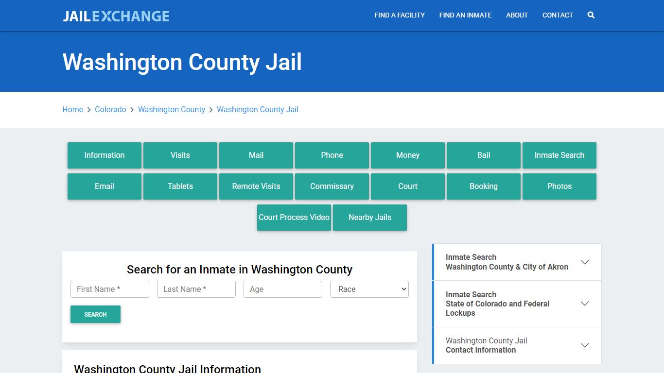 Washington County Jail Roster Lookup, CO, Inmate Search