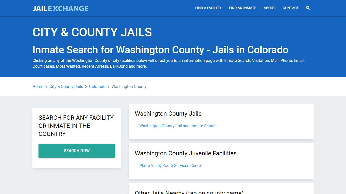 Inmate Search for Washington County | Jails in Colorado - Jail Exchange